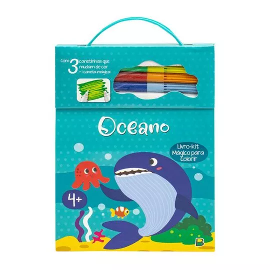 Livro Kit Mágico Para Colorir: Oceano- 3 Cores- Todolivro- 21,9x15x1,4cm