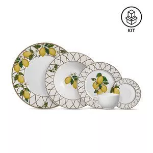 Aparelho De Jantar Siciliano<BR>- Branco & Amarelo<BR>- 20Pçs<BR>- Alleanza Ceramica