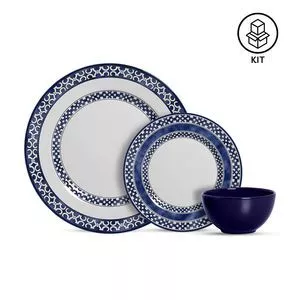 Aparelho De Jantar Capri<BR>- Branco & Azul<BR>- 12Pçs<BR>- Alleanza Ceramica