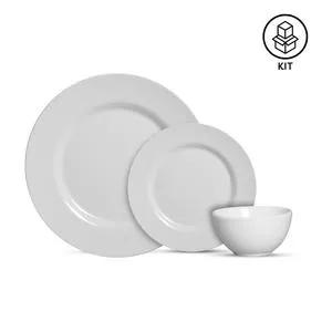 Aparelho De Jantar Liso<BR>- Branco<BR>- 12Pçs<BR>- Alleanza Ceramica