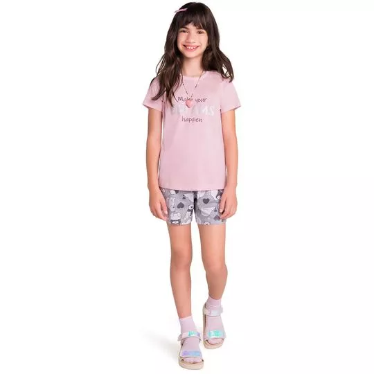 Pijama Infantil- Rosa Claro & Cinza- Veggi