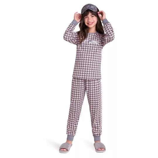 Pijama Infantil Offline- Cinza Escuro & Preto- Veggi