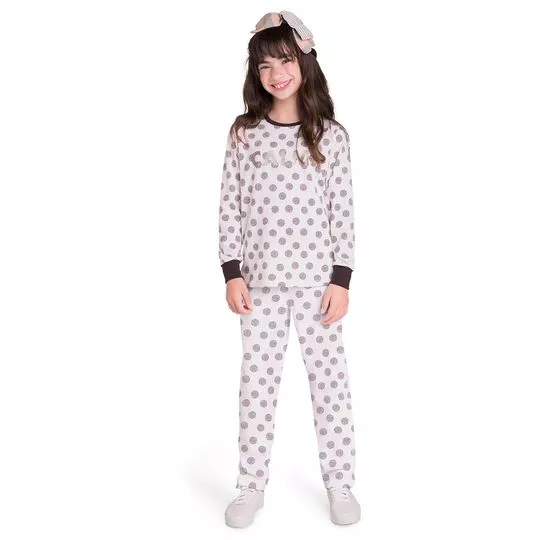 Pijama Infantil Calm- Off White & Roxo- Veggi