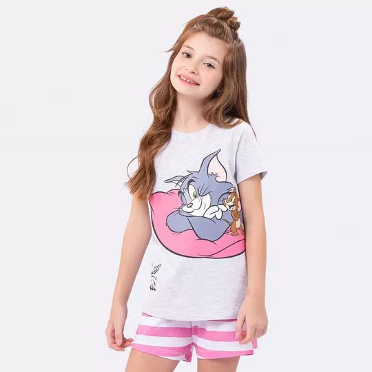 Pijama Tom And Jerry®- Cinza Claro & Rosa- Veggi