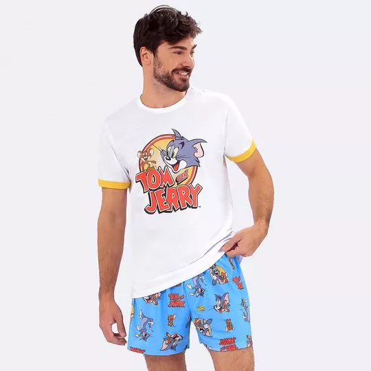 Pijama Tom And Jerry®- Branco & Azul- Veggi