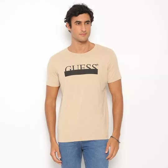 Camiseta Guess®- Bege & Preta
