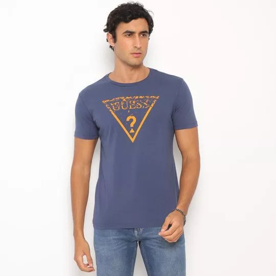 Camiseta Guess®- Azul Escuro & Laranja