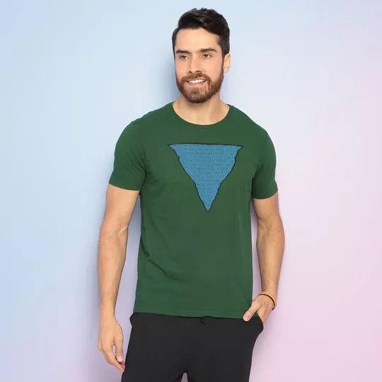 Camiseta Com Inscrições- Verde & Azul