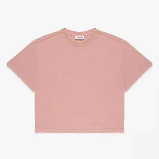 Camiseta Oversized Com Bordado- Rosê