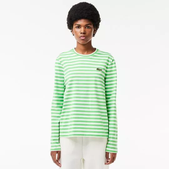 Camiseta Listrada- Verde & Branca