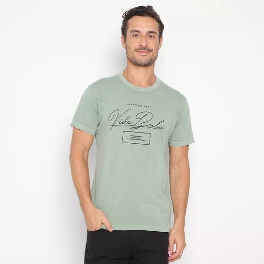 Camiseta Estonada- Verde Claro & Preta- Vide Bula