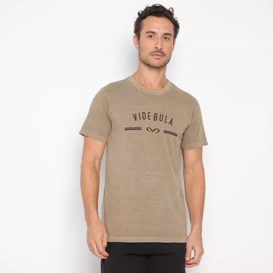Camiseta Com Inscrições- Marrom Claro & Bordô- Vide Bula