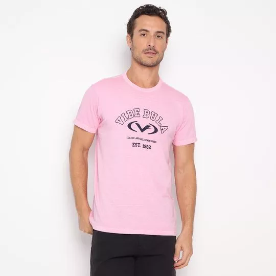 Camiseta Vide Bula®- Rosa Claro & Preta- Vide Bula