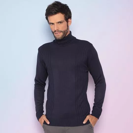 Suéter Em Tricô- Azul Marinho