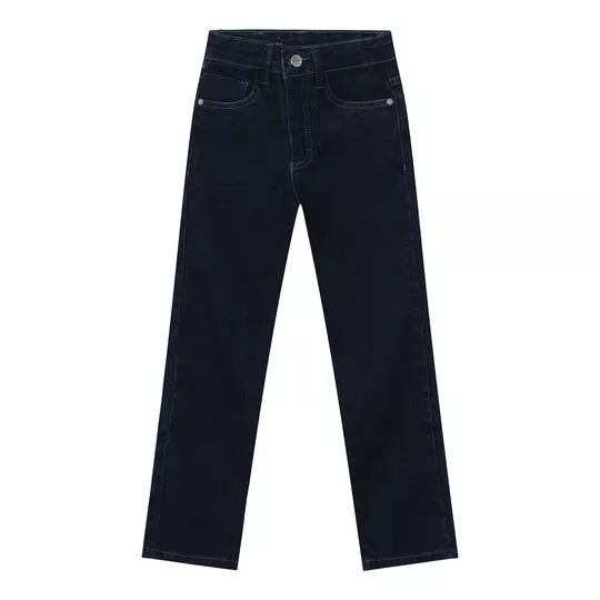 Calça Reta Jeans- Preta- Carinhoso