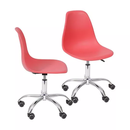 Jogo De Cadeiras Design- Vermelho & Prateado- 2Pçs- Or Design