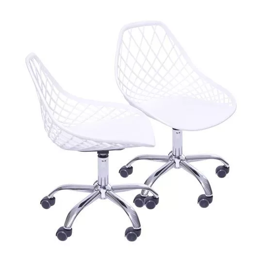 Jogo De Cadeiras Design- Branco & Prateado- 2Pçs- Or Design