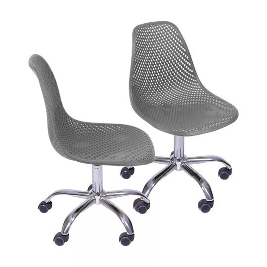 Jogo De Cadeiras Design- Cinza & Prateado- 2Pçs- Or Design