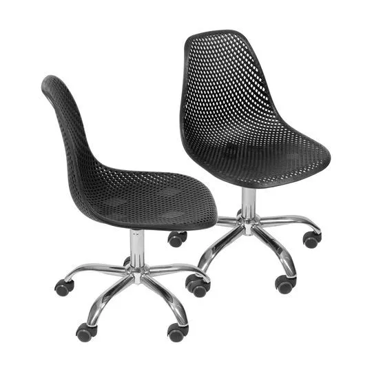 Jogo De Cadeiras Design- Preto- 2Pçs- Or Design