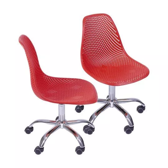 Jogo De Cadeiras Design- Vermelho & Prateado- 2Pçs- Or Design
