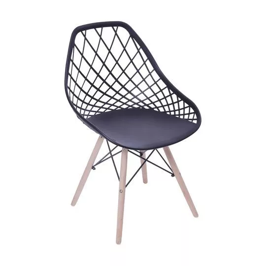 Cadeira Kaila- Preta & Madeira Clara- 79x49x42cm- Or Design