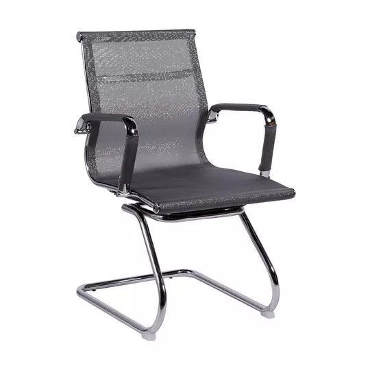 Cadeira Tela- Cinza & Prateada- 89x54,5x46,5cm- Or Design