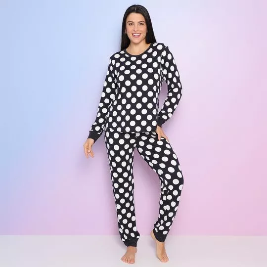 Pijama Poá- Preto & Branco