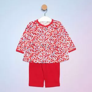 Pijama Corações<BR>- Vermelho & Azul Claro<BR>- Noruega
