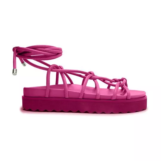 Sandália Plataforma Com Nós- Pink- Salto: 4cm