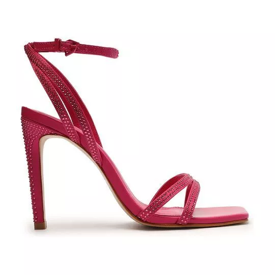 Sandália Com Strass- Pink- Salto: 10,8cm