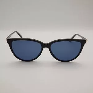 Óculos De Sol Arredondado<BR>- Preto & Azul Escuro<BR>- SALVATORE FERRAGAMO