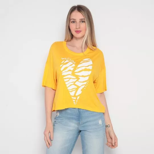 Camiseta Coração- Amarela & Off White