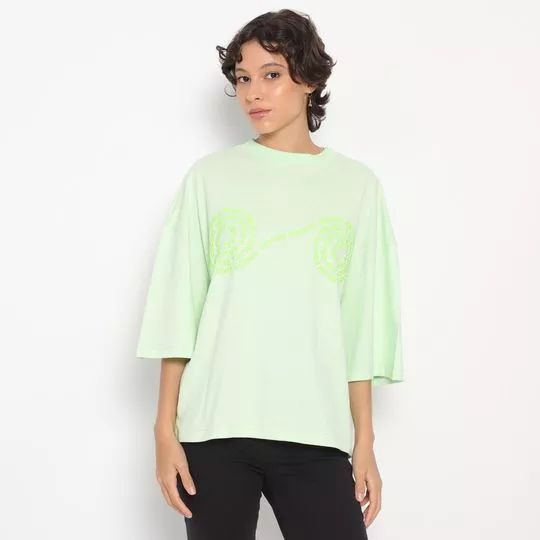 Camiseta Com Inscrições- Verde Claro
