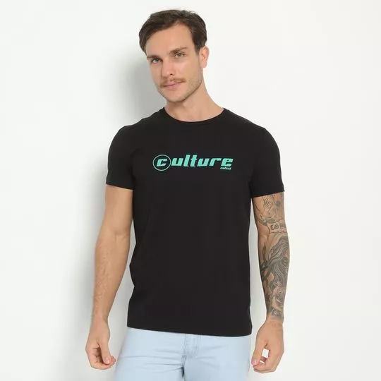 Camiseta Culture- Preta & Verde Água