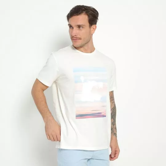 Camiseta Nuvem- Off White & Azul