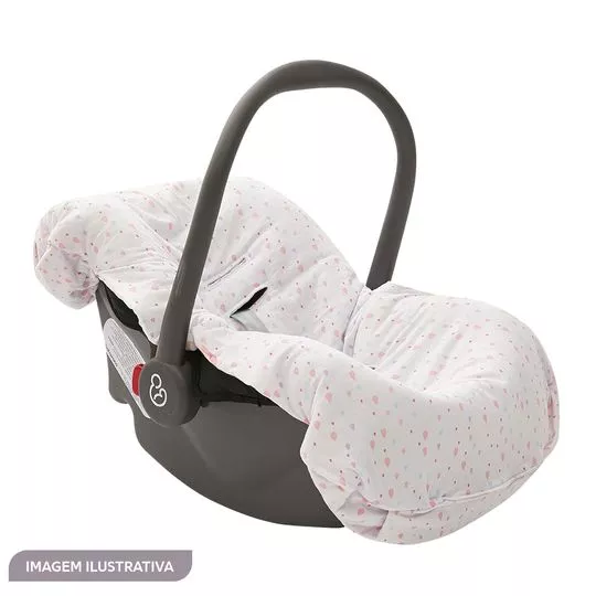 Capa Para Bebê Conforto- Branca & Rosa- 92x50cm- Papi Malhas