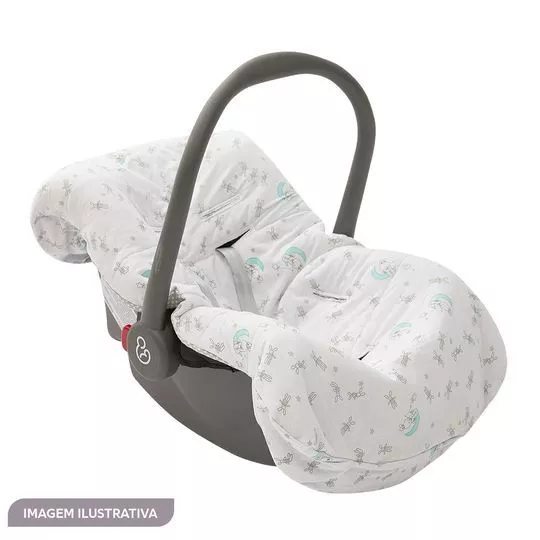 Capa Para Bebê Conforto Acolchoado- Branca & Cinza- 92x50cm