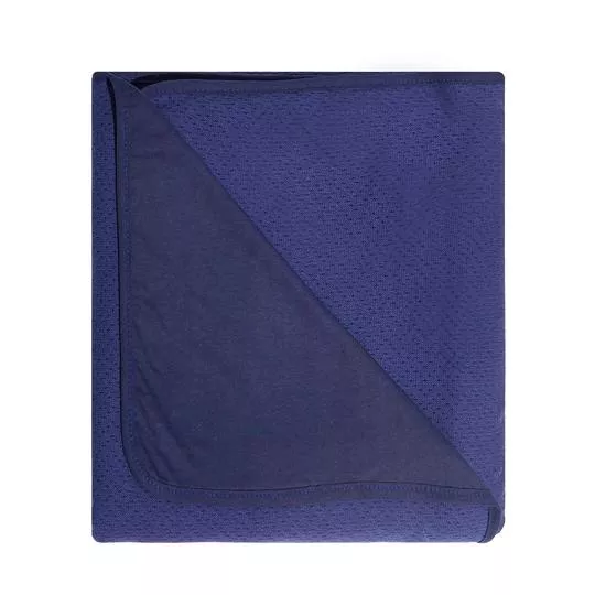 Manta Em Tricô- Azul Escuro- 75x95cm