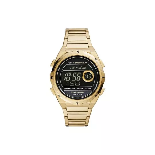 Relógio Digital FS5862-1DN- Dourado & Preto- Fossil