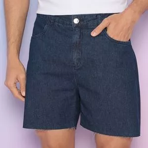 Bermuda Jeans Com Recortes<BR>- Azul<BR>- Iódice