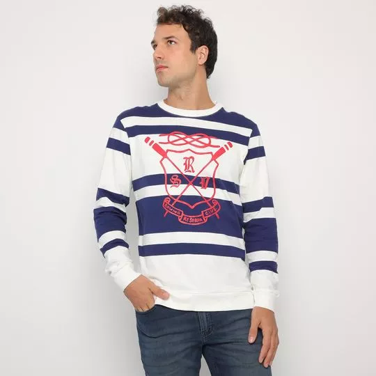 Suéter Listrado- Azul Marinho & Branco