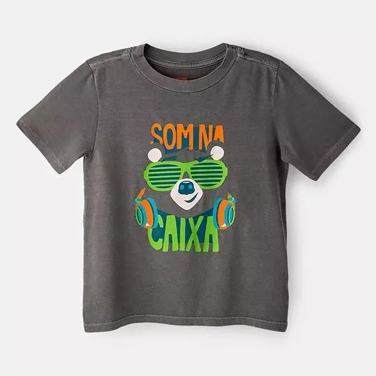 Camiseta Urso- Cinza & Verde