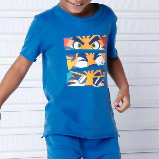 Camiseta Tigre- Azul & Laranja