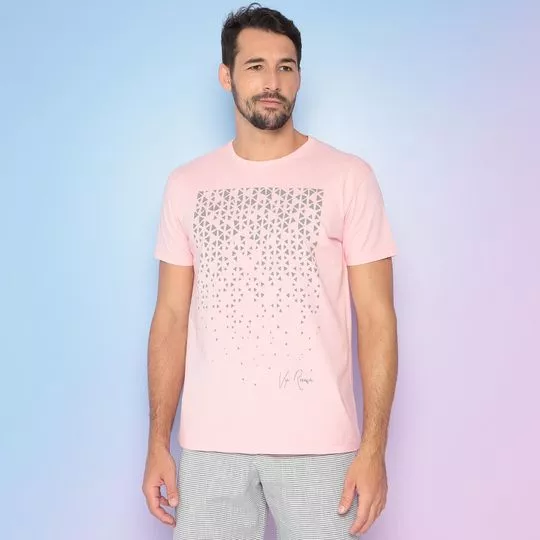 Camiseta Geométrica- Rosa Claro & Cinza
