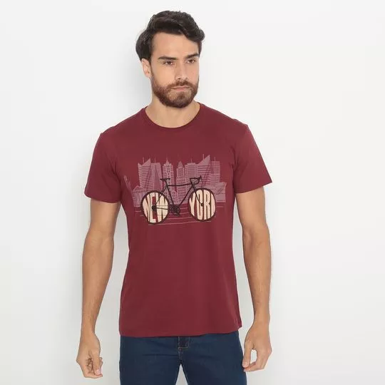 Camiseta New York- Vinho & Preta
