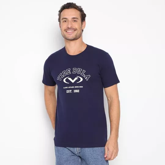 Camiseta Vide Bula®- Azul Marinho & Branca- Vide Bula
