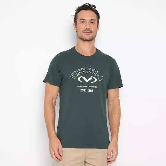 Camiseta Vide Bula®- Verde Escuro & Branca- Vide Bula