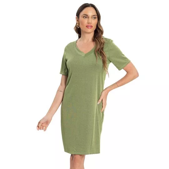 Vestido Curto Texturizado- Verde Oliva- Endless