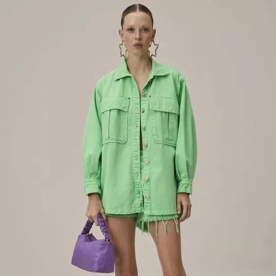 Camisa Em Sarja- Verde Claro- Lança Perfume