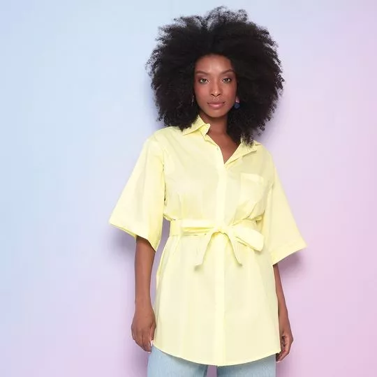 Camisa Com Amarração- Amarelo Claro- Lança Perfume